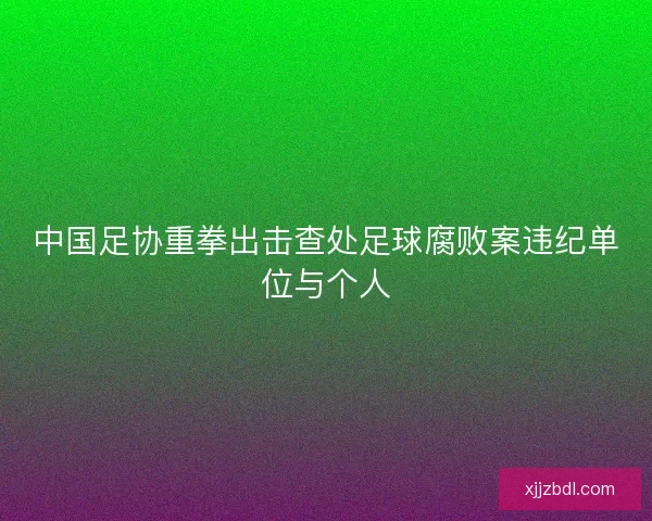 中国足协重拳出击查处足球腐败案违纪单位与个人
